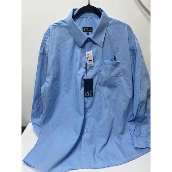 Big and Tall Dress Shirt Blue Mens Button Up Collared Top INC Size XXL,New as Is - Picture 3 of 11